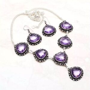 Elegant Purple Gemstone Necklace and Earring Set